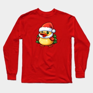 Cute Christmas Duck in Santa hat Long Sleeve T-Shirt